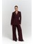 Halvyn Dar Kesim Blazer Bordo Takım 2