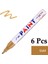 Altın-6 Adet Tarzı 6 Adet Renkli Kalıcı Boya Kalemi Su Geçirmez Beyaz Kalemler Lastik Tekerlek Kauçuk Kumaş Boya Metal 12 Renk Boya Kalem Pens (Yurt Dışından) 1