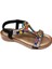 25Y150-1 Kadın Taşlı Düz Taban Comfort Sandalet Siyah 1