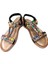 25Y150-1 Kadın Taşlı Düz Taban Comfort Sandalet Siyah 3
