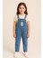 Peluş Ayıcık Detaylı Kız Çocuk Kot Salopet Tulum 3-10 Yaş Rahat Günlük Yazlık Denim Kıyafet 1