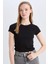 Coool Fitted Basic Düz Fitilli Kaşkorse Kısa Kollu Tişört Black 1