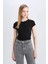 Coool Fitted Basic Düz Fitilli Kaşkorse Kısa Kollu Tişört Black 3