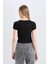 Coool Fitted Basic Düz Fitilli Kaşkorse Kısa Kollu Tişört Black 5
