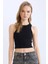 Fitted Halter Yaka Fitilli Kaşkorse Atlet Black 1