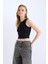 Fitted Halter Yaka Fitilli Kaşkorse Atlet Black 3