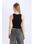 Fitted Halter Yaka Fitilli Kaşkorse Atlet Black 5