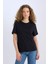Regular Fit Bisiklet Yaka Basic Düz Kısa Kollu Tişört Black 1