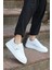 Zeno Beyaz Beyaz Garantili Dikişli Kalın Taban Bağcıklı Erkek Ortopedik Günlük Sneaker Spor Ayakkabı ZENO-7937 1
