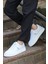Zeno Beyaz Beyaz Garantili Dikişli Kalın Taban Bağcıklı Erkek Ortopedik Günlük Sneaker Spor Ayakkabı ZENO-7937 3