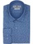 Erkek Mavi Beyaz Desenli Slim Fit Uzun Kollu Gömlek 1