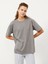 Kadın Gri Big Oversize Pamuklu Basic Tişört 1