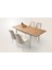 Ahşap Salon Yemek Masa Sandalye Takımı 1 Bench 4 Sandalyeli Yandan Açılır Büyüyen Meşe 80 x 120 cm 3