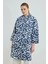 Desenli Koton Kaftan - Lacivert 1
