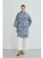 Desenli Koton Kaftan - Lacivert 2
