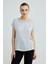 Yuvarlak Yaka Önü Saten Tshirt - Taş 1