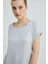 Yuvarlak Yaka Önü Saten Tshirt - Taş 2