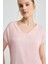 V Yaka Önü Saten Tshirt - Pembe 3