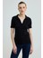 Polo Yaka Pamuk Kaşkorse T-Shirt - Siyah 1