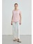 Yuvarlak Yaka Önü Saten Tshirt - Pembe 2