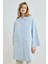 Bebe Yakalı Kazayağı Desenli Kaftan -Mavi 2