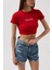 Nepo Baskılı Crop Kırmızı T-Shirt 4