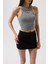 Yıkamalı Halter Yaka Crop Gri Bluz 4