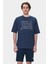 Webster Lacivert Bisiklet Yaka Baskılı Oversize Erkek Tshirt 1