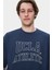 Webster Lacivert Bisiklet Yaka Baskılı Oversize Erkek Tshirt 2