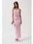 Aksesuar Detay Maxi Pembe Elbise 2