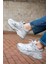 Kadın Sneaker Kalın Taban Bağcıklı Spor Ayakkabı Pizen Gümüş 2