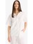 Oversize Geniş Kalıp Basic Düz Beyaz Kısa Kollu Gömlek A9135AX25SM 3