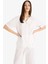 Oversize Geniş Kalıp Basic Düz Beyaz Kısa Kollu Gömlek A9135AX25SM 4