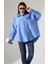Mor Poplin Kumaş Çift Cepli Oversize Pamuklu Kadın Tunik Gömlek 2