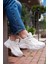 Kadın Sneaker Kalın Taban Bağcıklı Spor Ayakkabı Pizen Beyaz 2