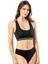6397 Kadın Ön Kısım Geniş Askılı Arka Kısım Çift Ip Askılı Spor Crop Top Pedli Büstiyer Siyah 1