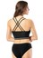 6397 Kadın Ön Kısım Geniş Askılı Arka Kısım Çift Ip Askılı Spor Crop Top Pedli Büstiyer Siyah 2