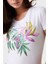 Cn Ss Leaf Streç Pamuklu Desenli ve Taş Detaylı Bisiklet Yaka T Shirt W5GI07J1314 Bayan T Shirt W5GI07 J1314 G011 4