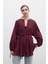 Nervür Detaylı Vual Tunik Bordo 3