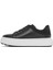 Erkek Siyah Bağcıklı Kalın Tabanlı Deri Sneaker 25SFD641618 2