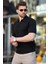 Siyah Polo Yaka Fermuarlı Erkek T-Shirt E7298 4