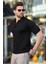 Siyah Polo Yaka Fermuarlı Erkek T-Shirt E7298 2