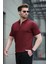 Bordo Polo Yaka Fermuarlı Erkek T-Shirt E7298 2