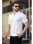 Beyaz Polo Yaka Fermuarlı Erkek T-Shirt E7298 1