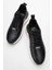 Erkek Kalın Taban Bağcıklı Sneaker Deri Mc 21257 Siyah 5