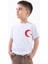 Erkek Çocuk Türk Bayrak Göğüs Arma Baskılı Beyaz Tshirt 1