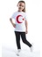 Kız Çocuk Türk Bayraklı Beyaz Tshirt Penye 1