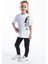 Kız Çocuk Atatürk Siluet Baskılı Beyaz Tshirt 1