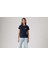 Kadın Bisiklet Yaka Çiçek Desenli Lacivert T-Shirt 17369-2949 1