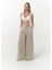 Dapper Ip Detay Keten Palazzo Naturel Pantolon 2